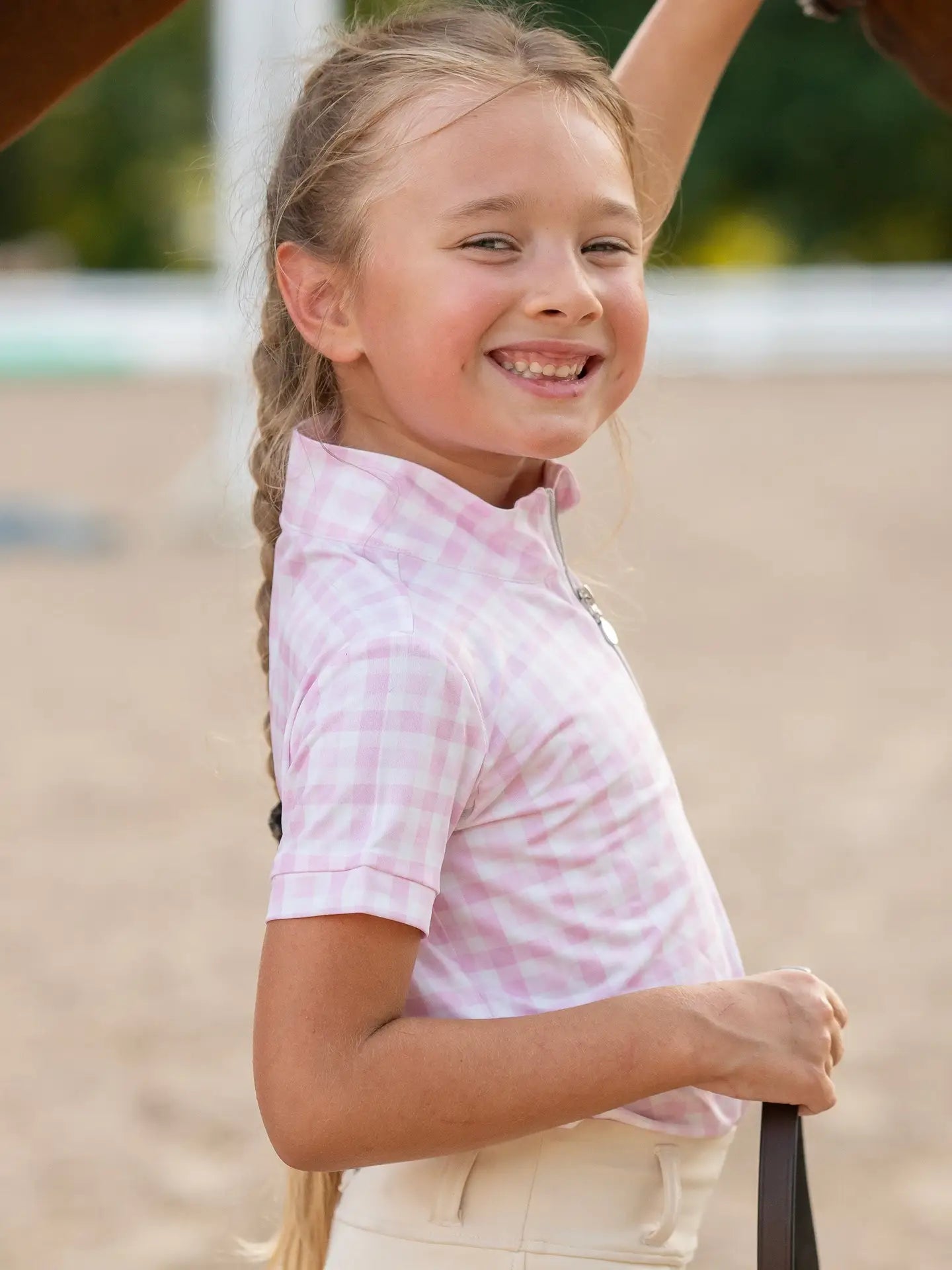 Dapplebay Kids Pink Gingham 1/4 Zip Top