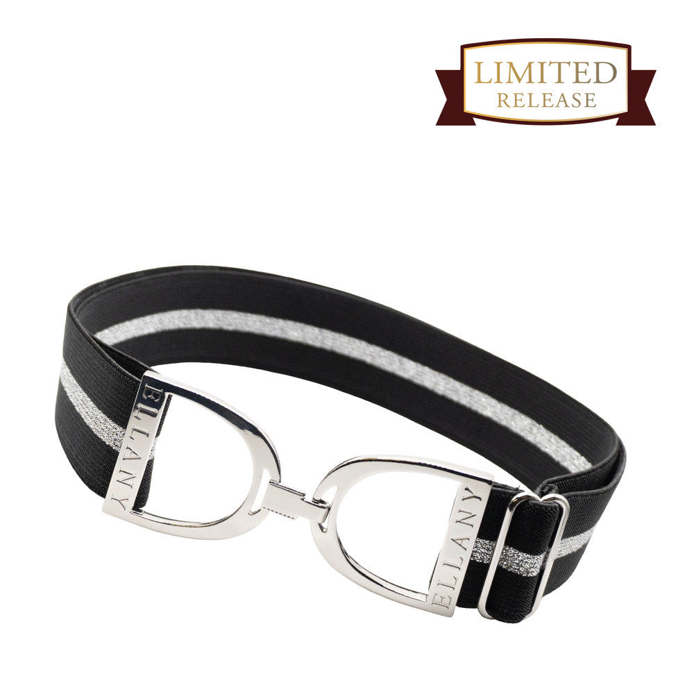 1.5" Ellany Belt - Black and Silver with Silver Stirrup