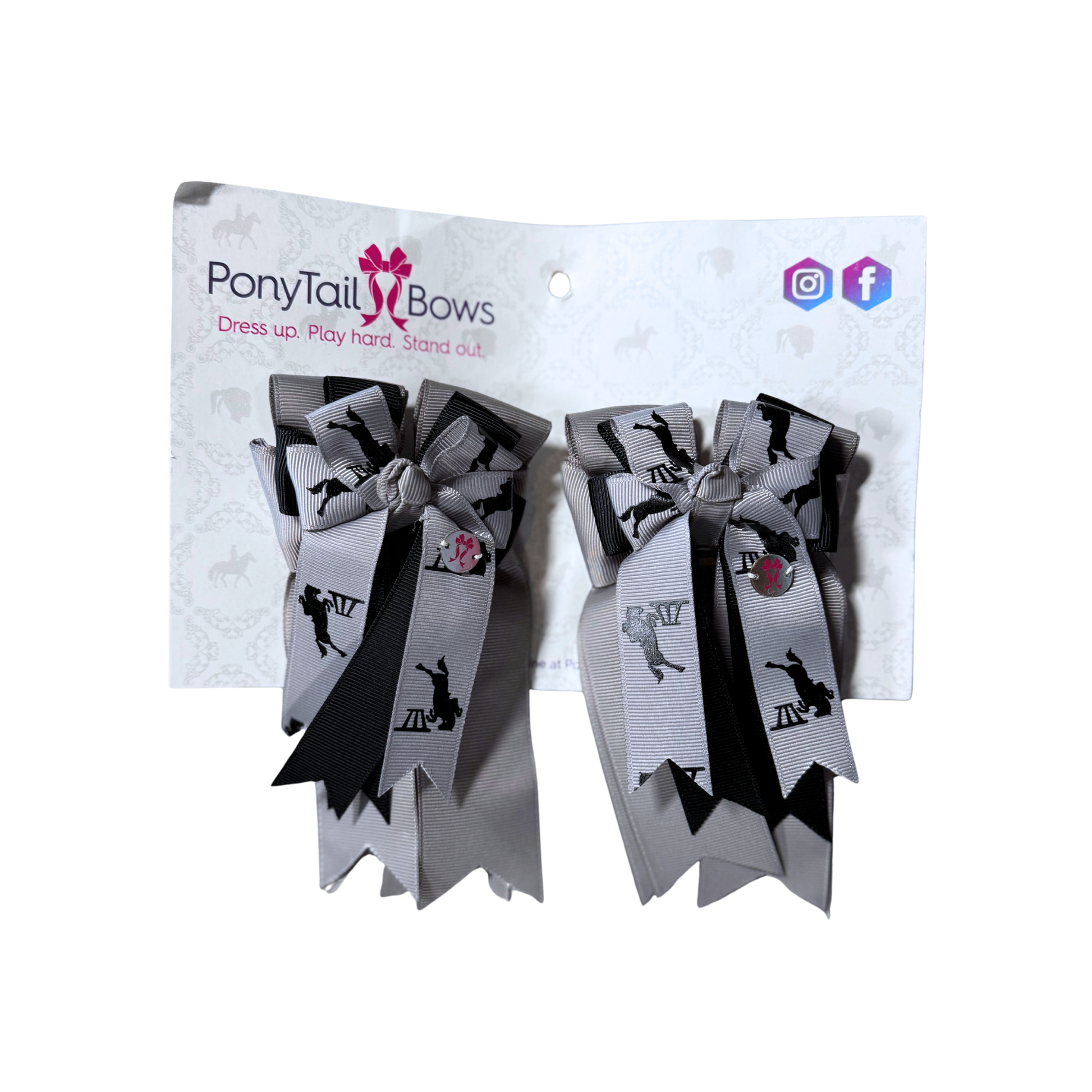 PonyTail Bows - Jump Grey