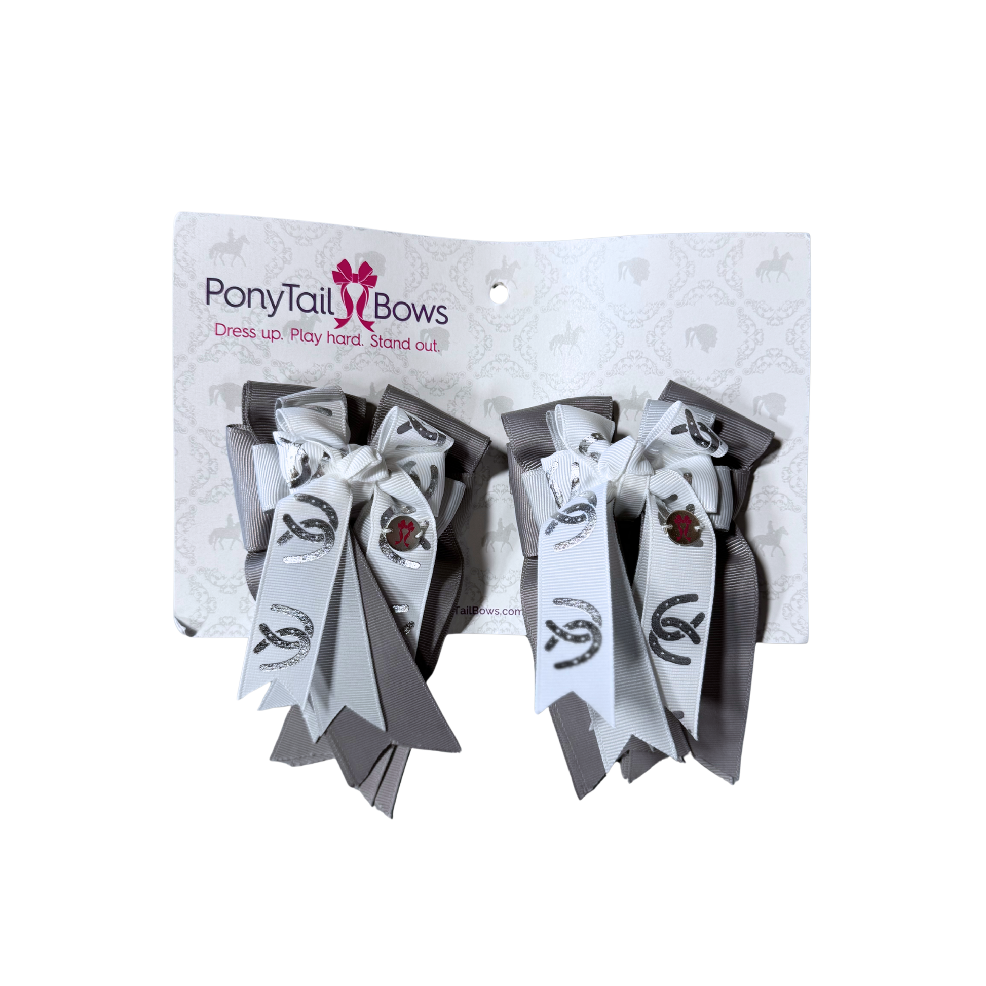 PonyTail Bows - Silver Horseshoe