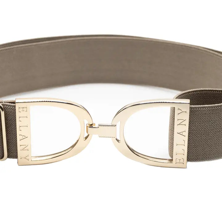 1.5" Ellany Belt- Taupe with Gold Stirrup