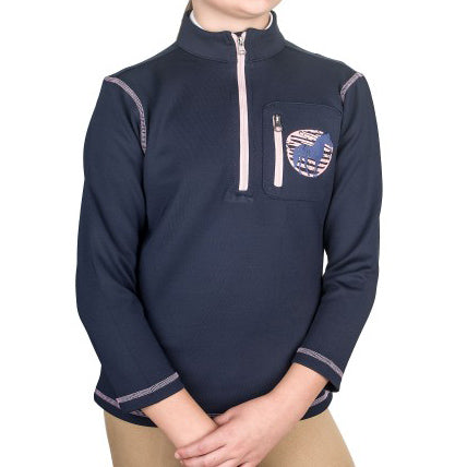 Youth Half Zip Fleece Top - Navy