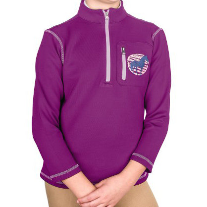 Youth Half Zip Fleece Top - Lilac