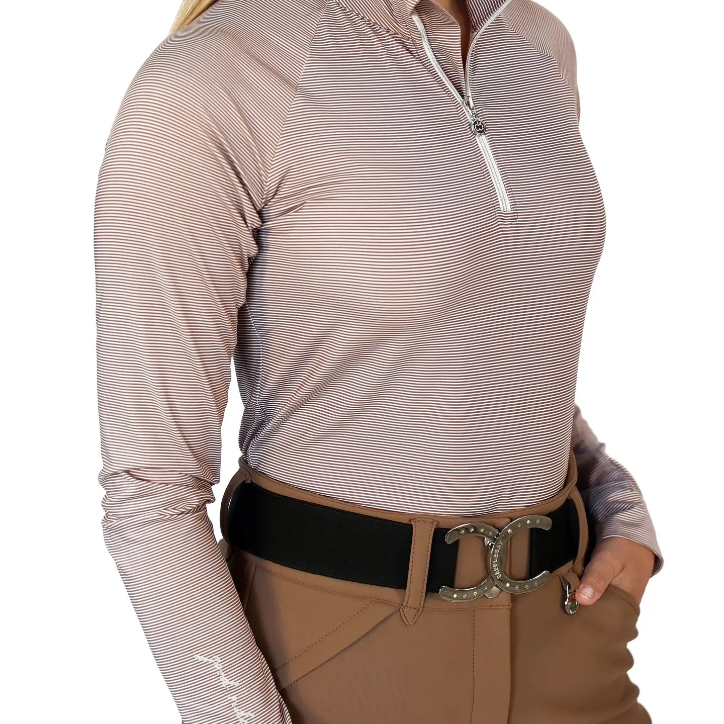Dapplebay Stripe 1/4 Zip Riding Top