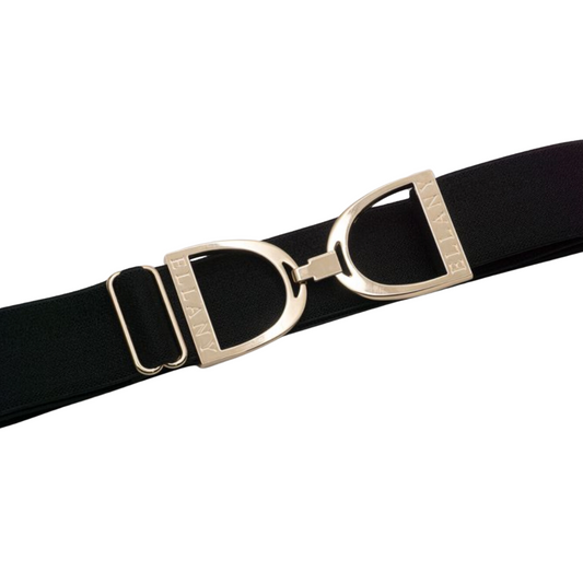 1.5" Ellany Elastic Belt - Black with Gold Buckle