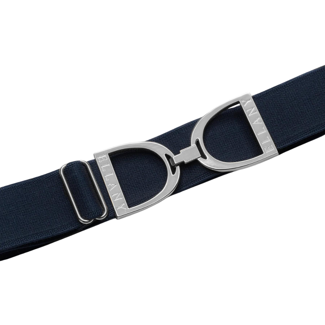 1.5" Ellany Elastic Belt - Navy with Silver Buckle