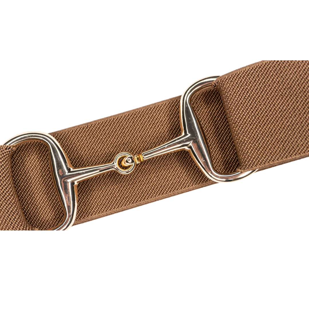 1.5" Ellany Elastic Belt - Toffee with Gold Snaffle