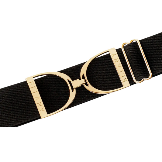 2" Ellany Elastic Belt - Black with Gold Snaffle