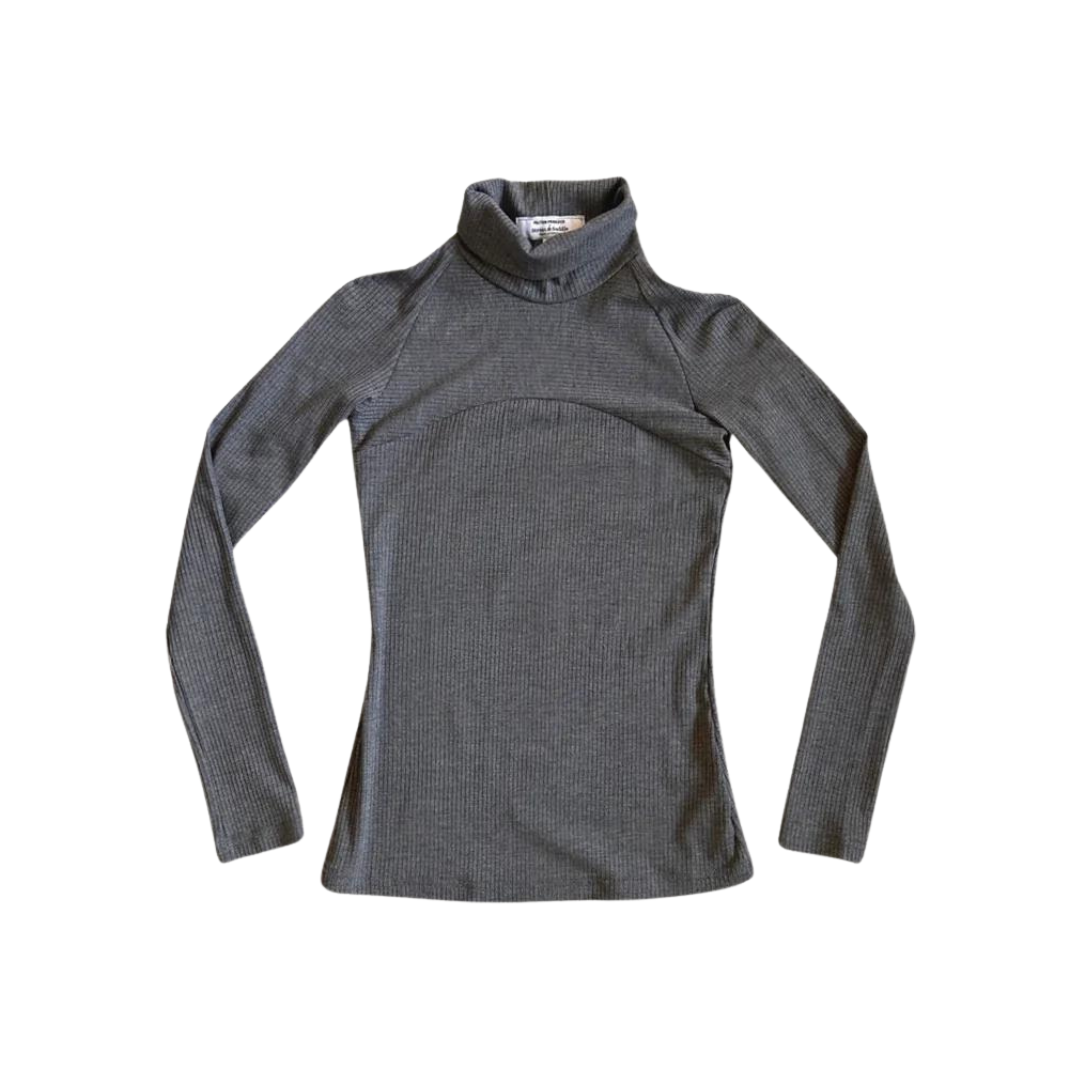 Milton Menasco Turnout Rib Turtleneck - Heather Grey