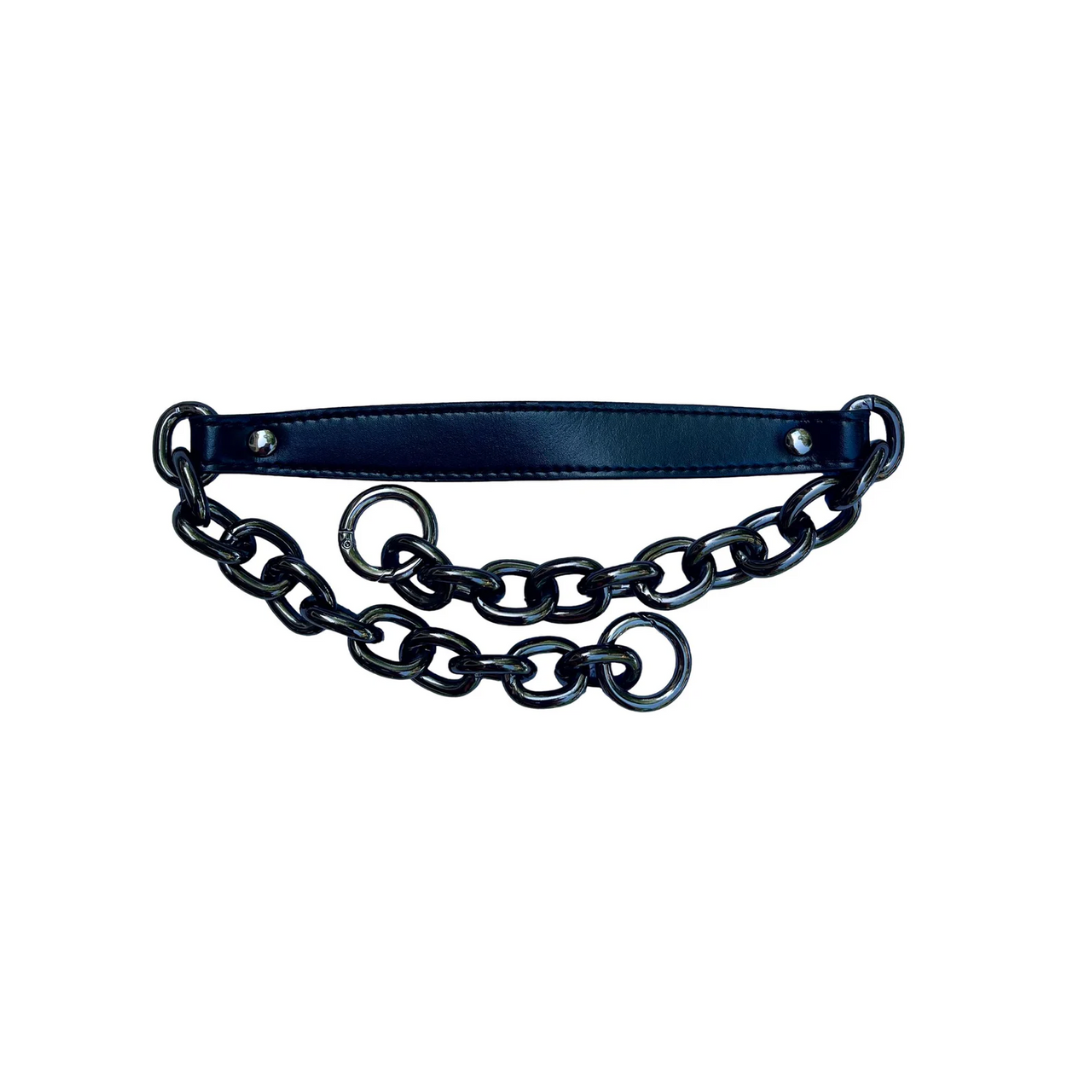 Tucker Tweed Chain & Leather Optional Strap - Black