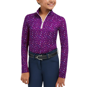 RJ Classics Libby Jr 1/4 Zip Shirt - Plum Ponies