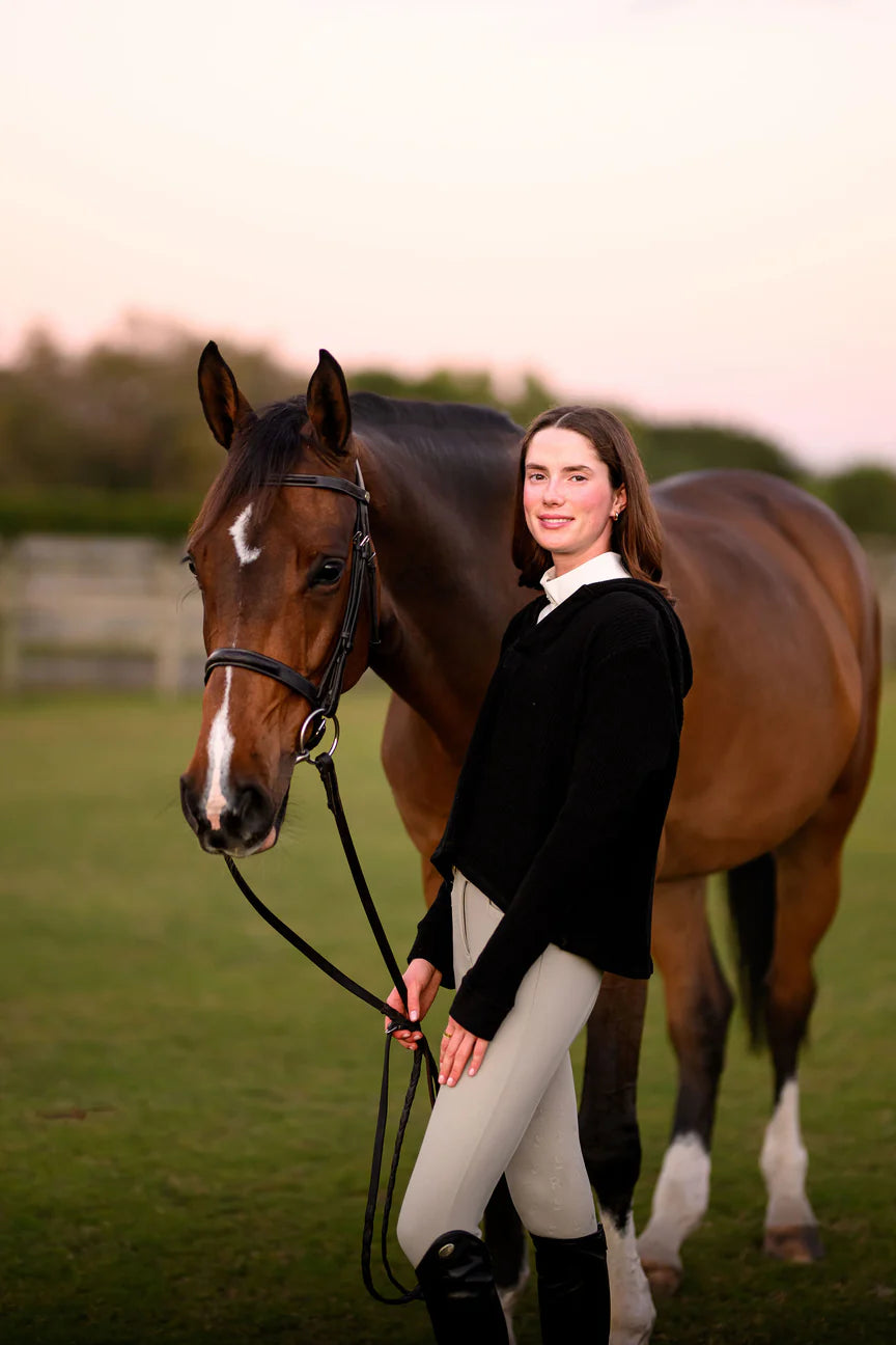 Euphoric Equestrian Cali Waffle Hoodie - Black