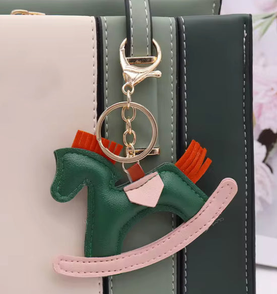Leather Rocking Horse Keychain