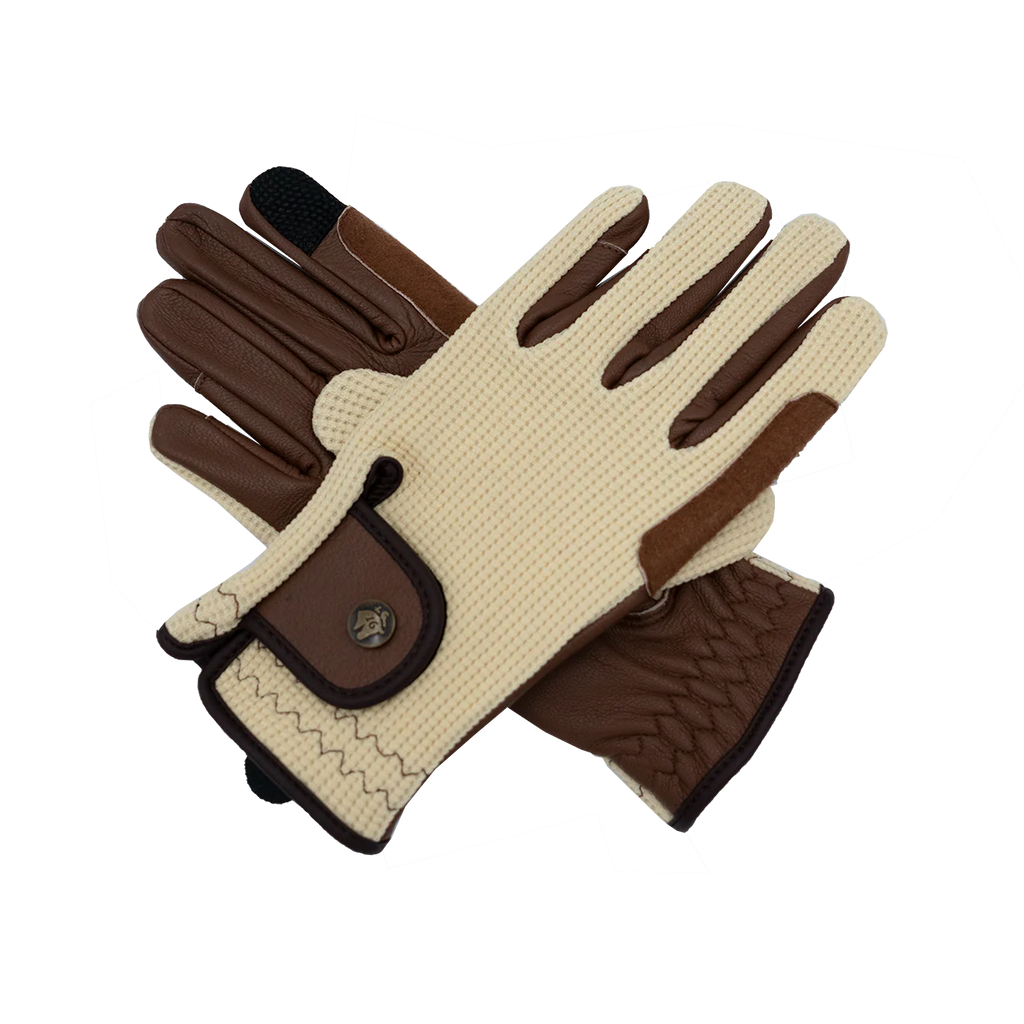 Sixteen Cypress Riding Gloves - Ivory & Cognac