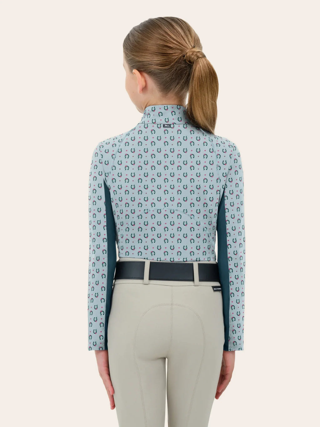 RJ Classics Libby Jr. 2.0 1/4 Zip Shirt - Light Blue Horseshoes