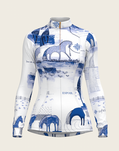 Espoir 1/4 zip sun shirt - Daydreaming Horses in Blue