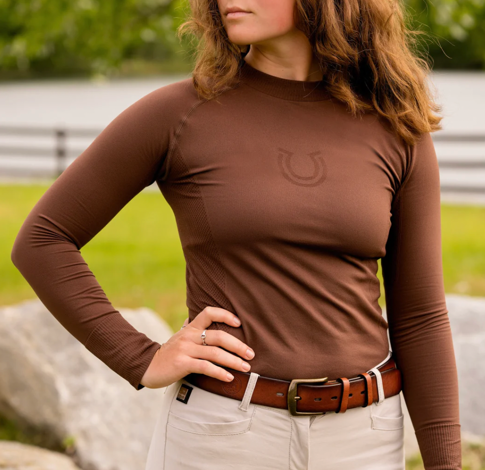 FitEq Long Sleeve Seamless Schooling Top - Cocoa