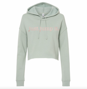 Just Jump It Cropped Green Hoodie