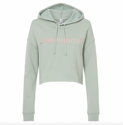 Just Jump It Cropped Green Hoodie
