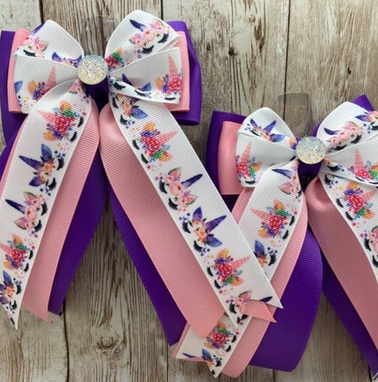 Benny Bows - Fantasy Unicorns on Pink and Purple