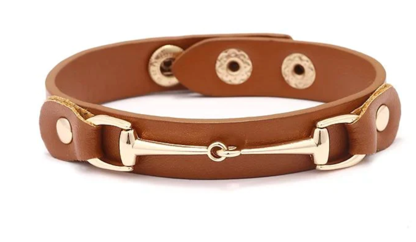 Vegan Leather Bit Bracelet - Brown