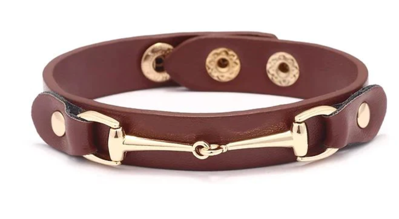 Vegan Leather Bit Bracelet - Dark Brown