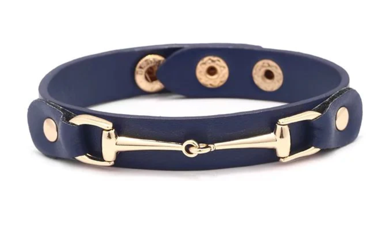 Vegan Leather Bit Bracelet - Navy