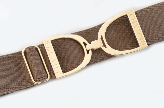 1.5" Ellany Elastic Belt - Cocoa with Gold Stirrup