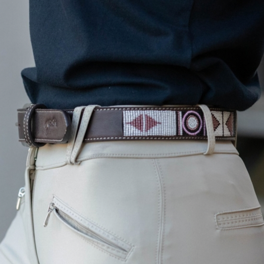 Penelope Pearl Belt - Havana/Pink