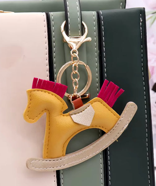 Leather Rocking Horse Keychain