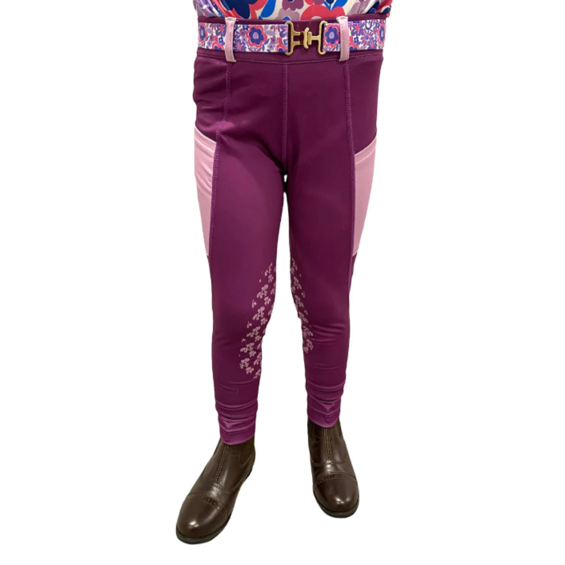 Belle & Bow Girls' Fleece Winter Tights - Plum