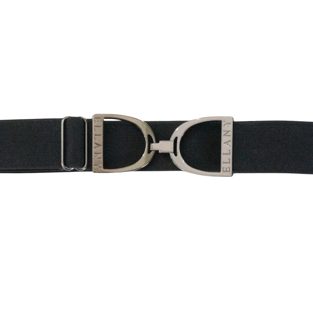 2" Ellany Elastic Belt - Black with Gunmetal Stirrup