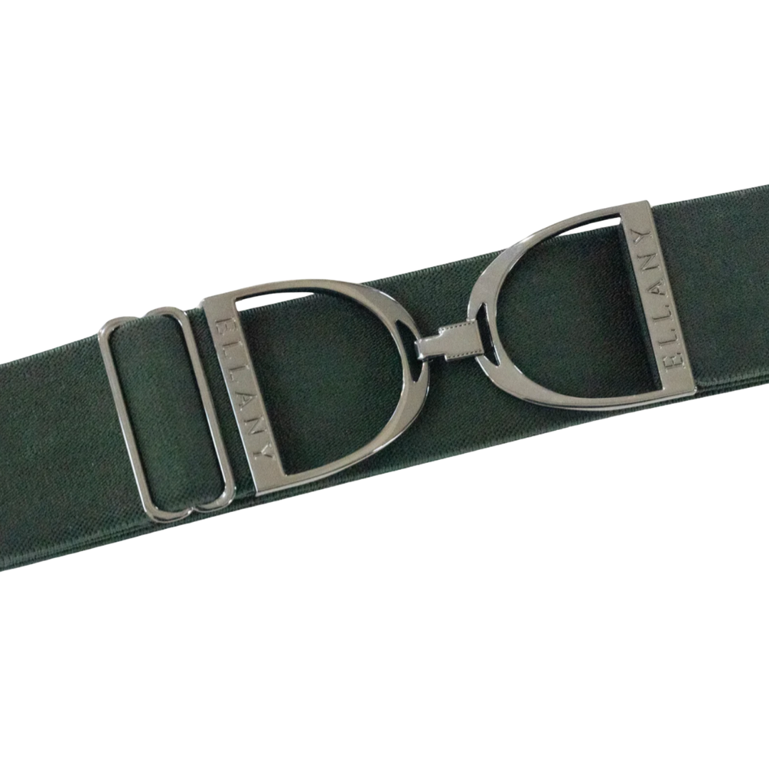 2" Ellany Elastic Belt - Forest with Gunmetal