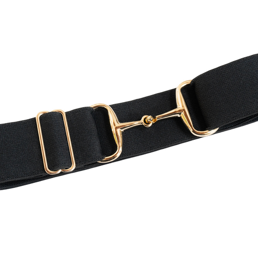 2" Ellany Elastic Belt - Black with Gold Snaffle