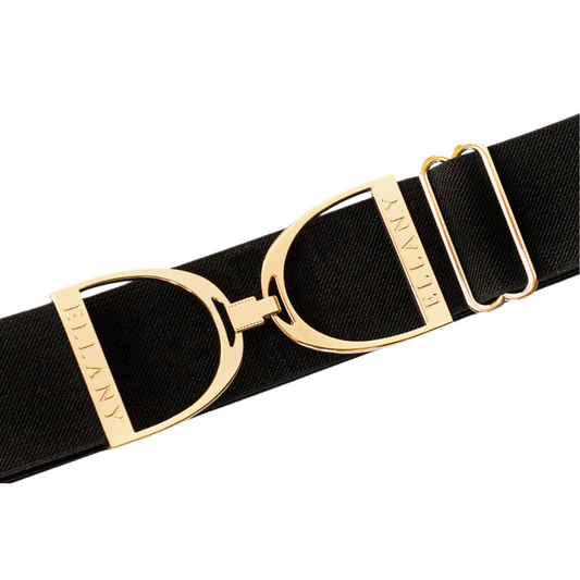 2" Ellany Elastic Belt - Black with Gold Stirrup