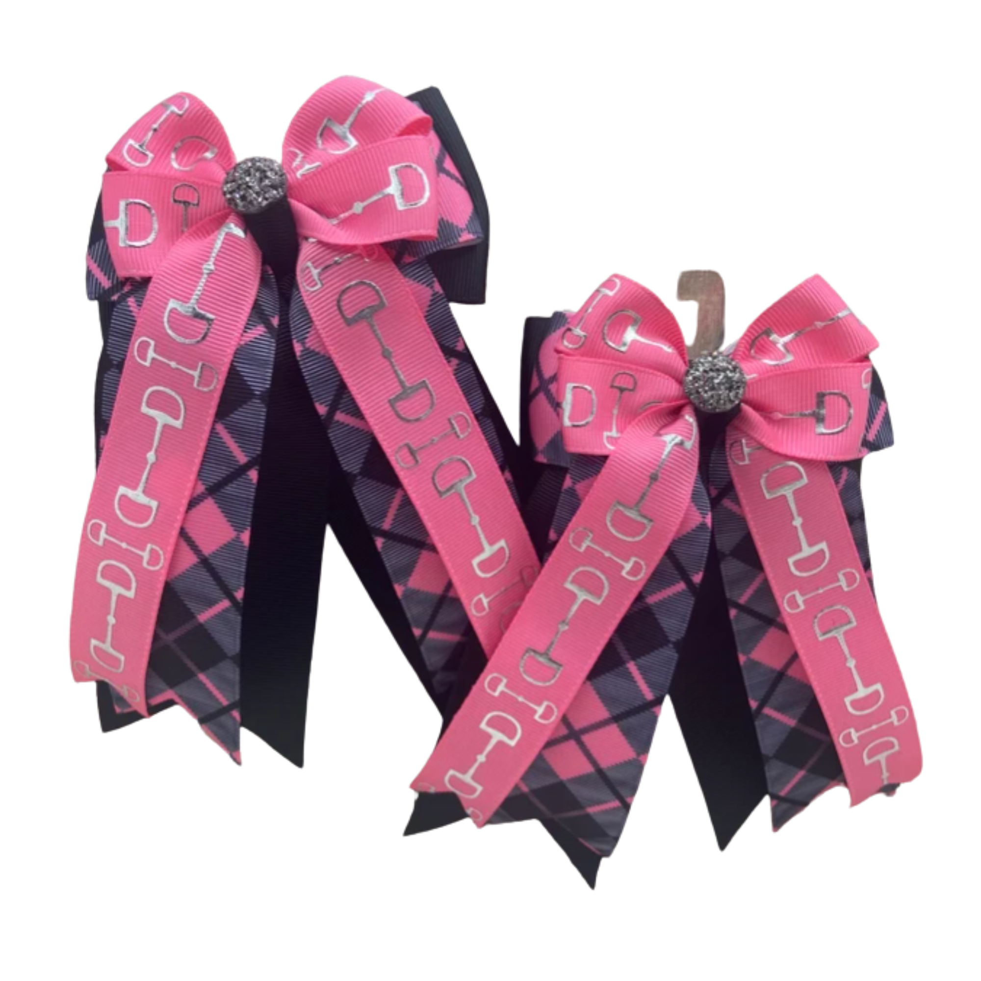 Benny Bows - Grey Bits on Pink Plaid/Black