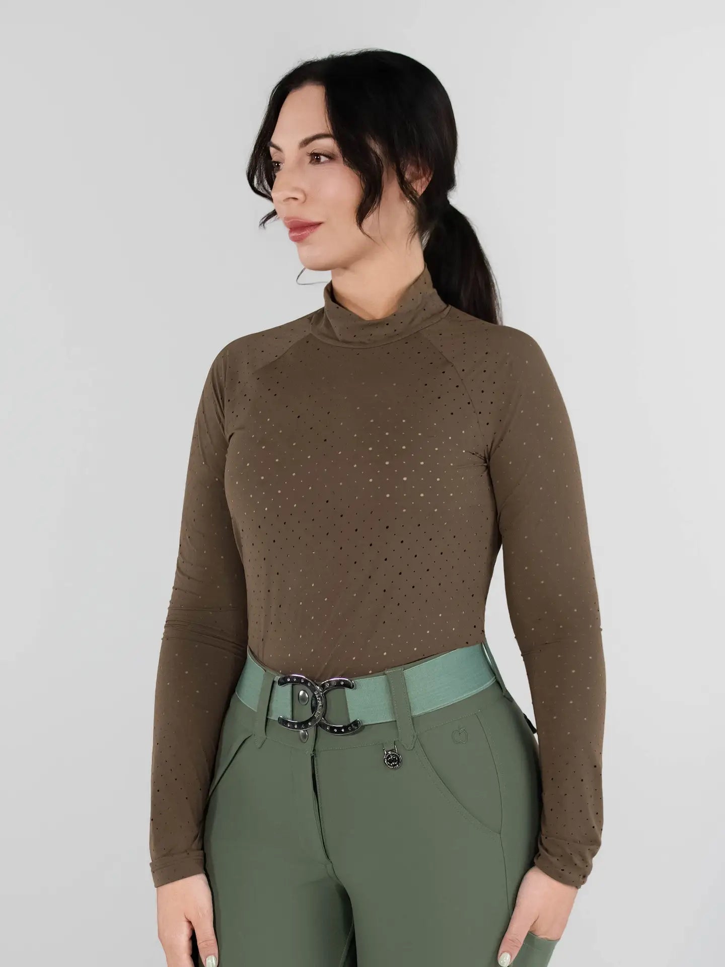 Dapplebay Aircut Mock Neck Top- Chesnut