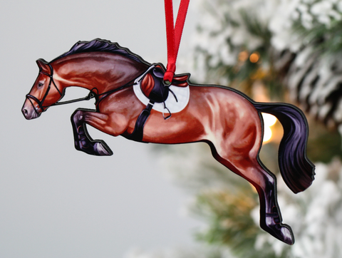 Jumping Horse Ornaments - Bay Hunter Jumper