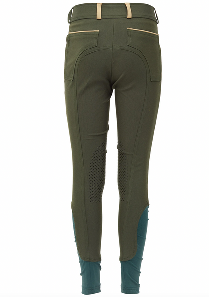 RH Kids Silicone Knee Patch Breeches - Hunter Green