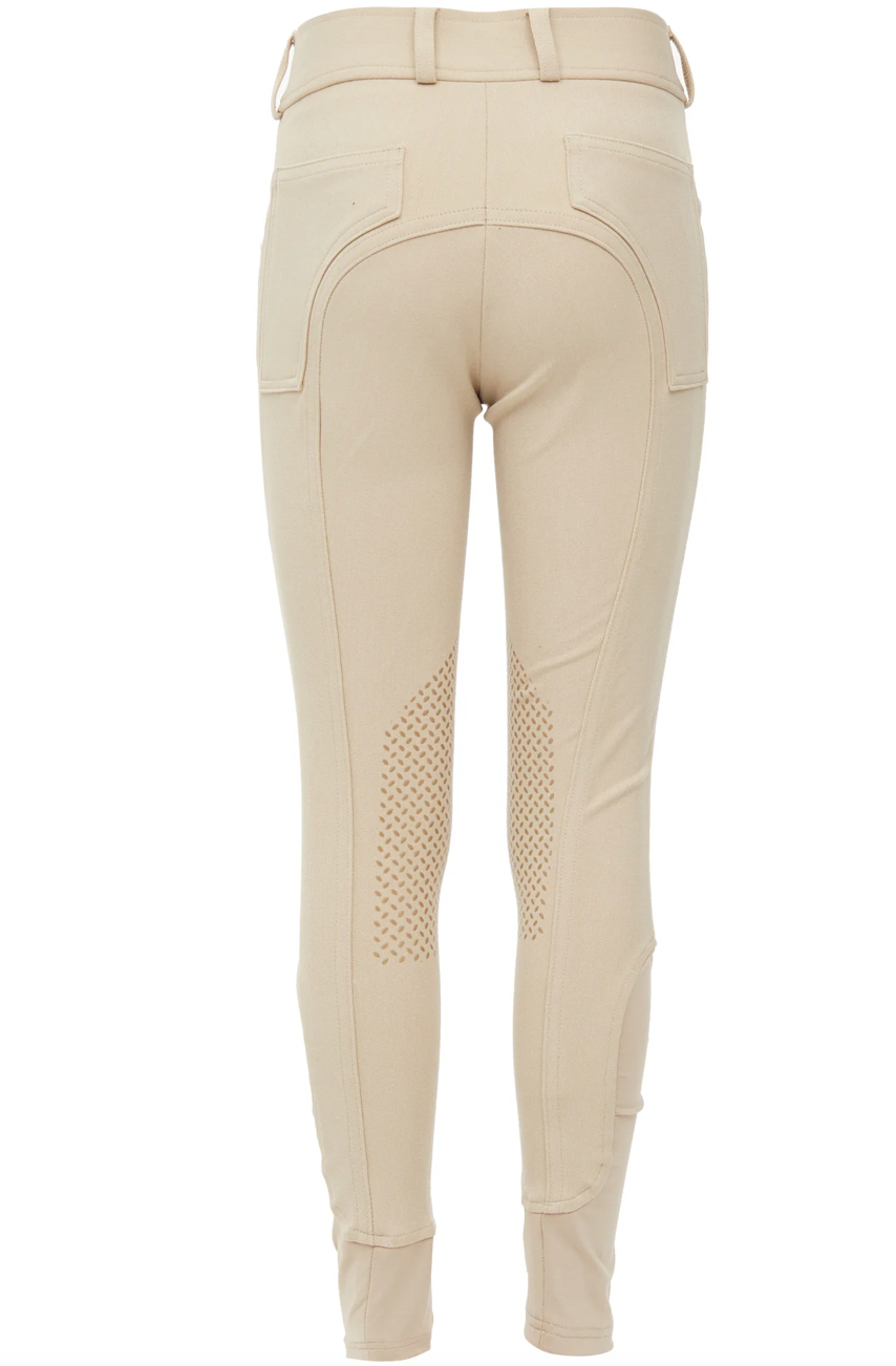 RH Equestrian Kids Silicone Knee Patch Breeches - Tan