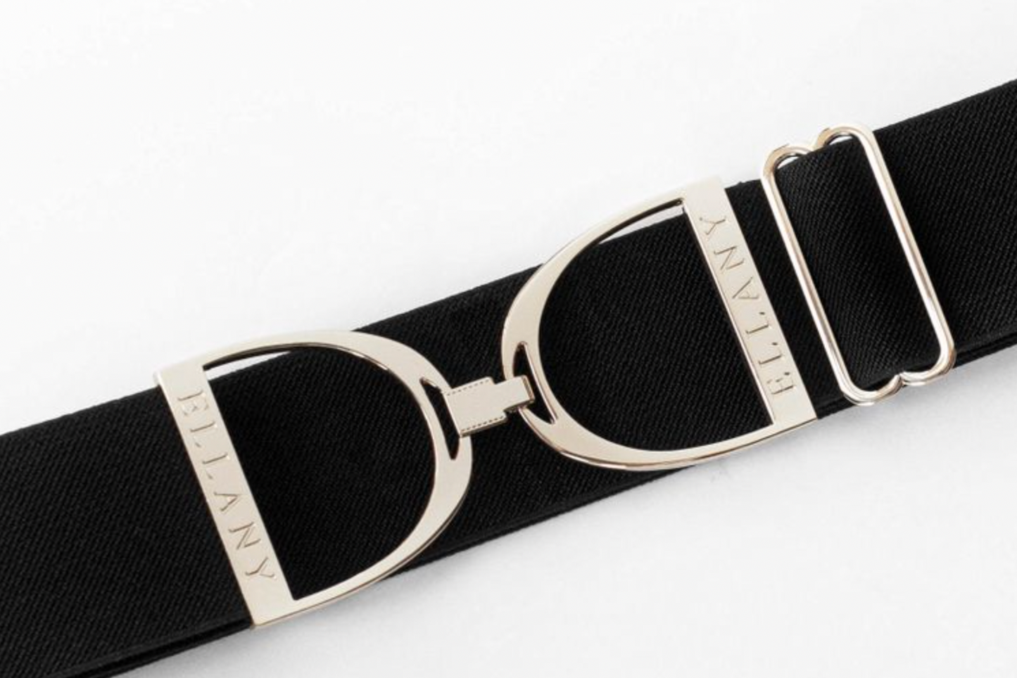 2" Ellany Elastic Belt - Black with Silver Buckle