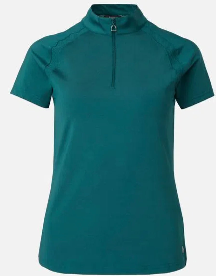 Horze Mia Women's Short Sleeved Training Polo Shirt - Storm Green