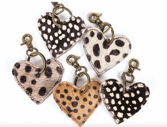 Wild Heart Cowhide Keychains