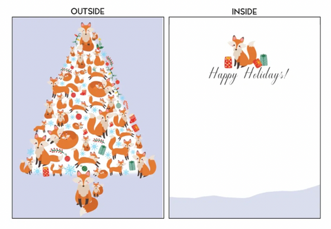 Fox Christmas Tree Card - 8 Pack