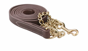 Perri's Havana Leather Lead with Solid Brass Chain